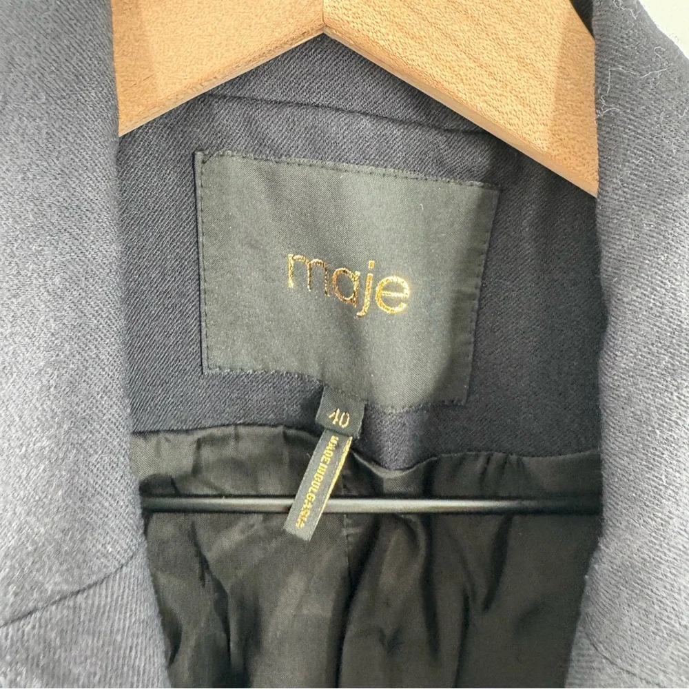 Maje Wool Zipper Biker Moto Blazer Jacket Size EU 40 - Picture 3 of 7